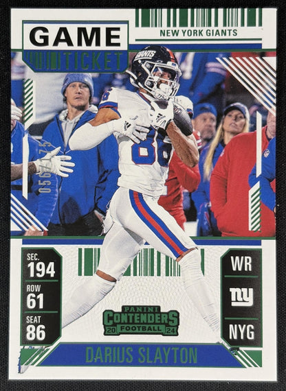 Darius Slayton 2024 Panini Contenders Game Ticket Green /175 Giants front