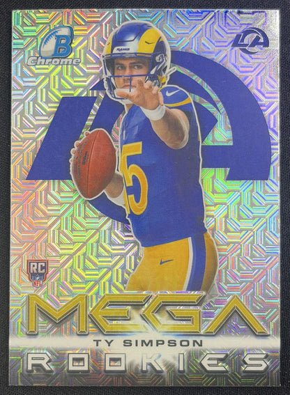 Ty Simpson 2026 Bowman Chrome Mega Rookies Mojo Refractor Rams