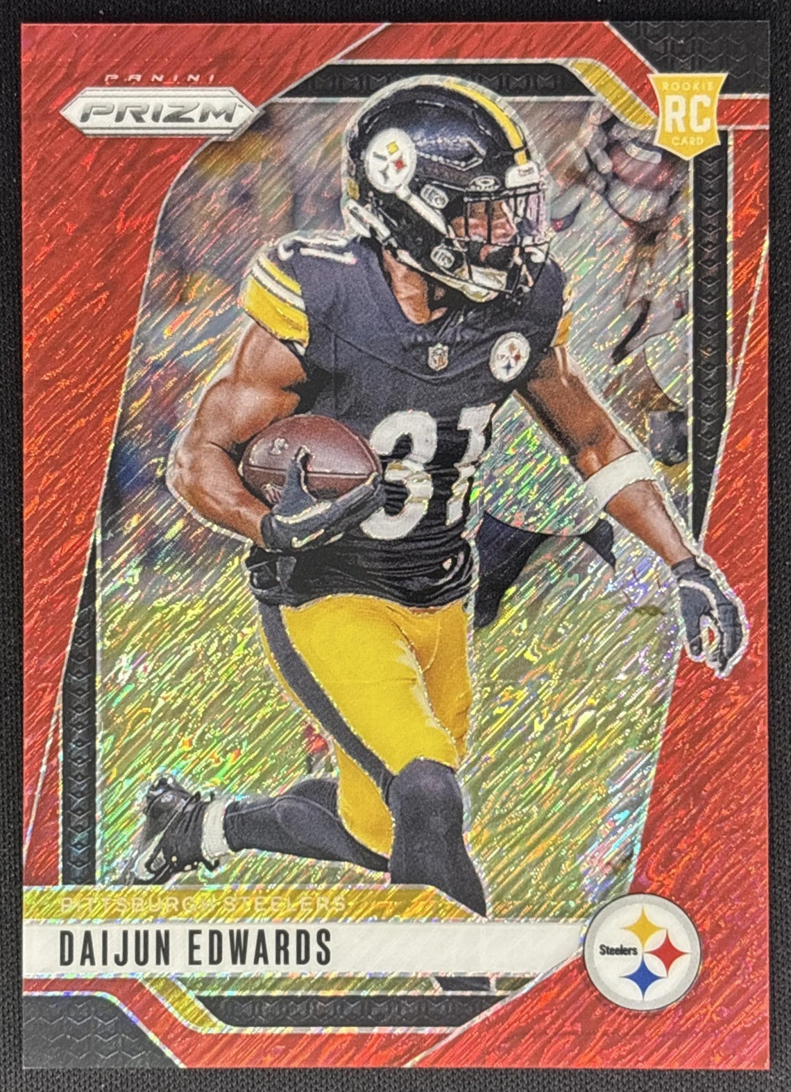 Daijun Edwards 2024 Panini Prizm Red Shimmer /35 Steelers Sports Trading Cards