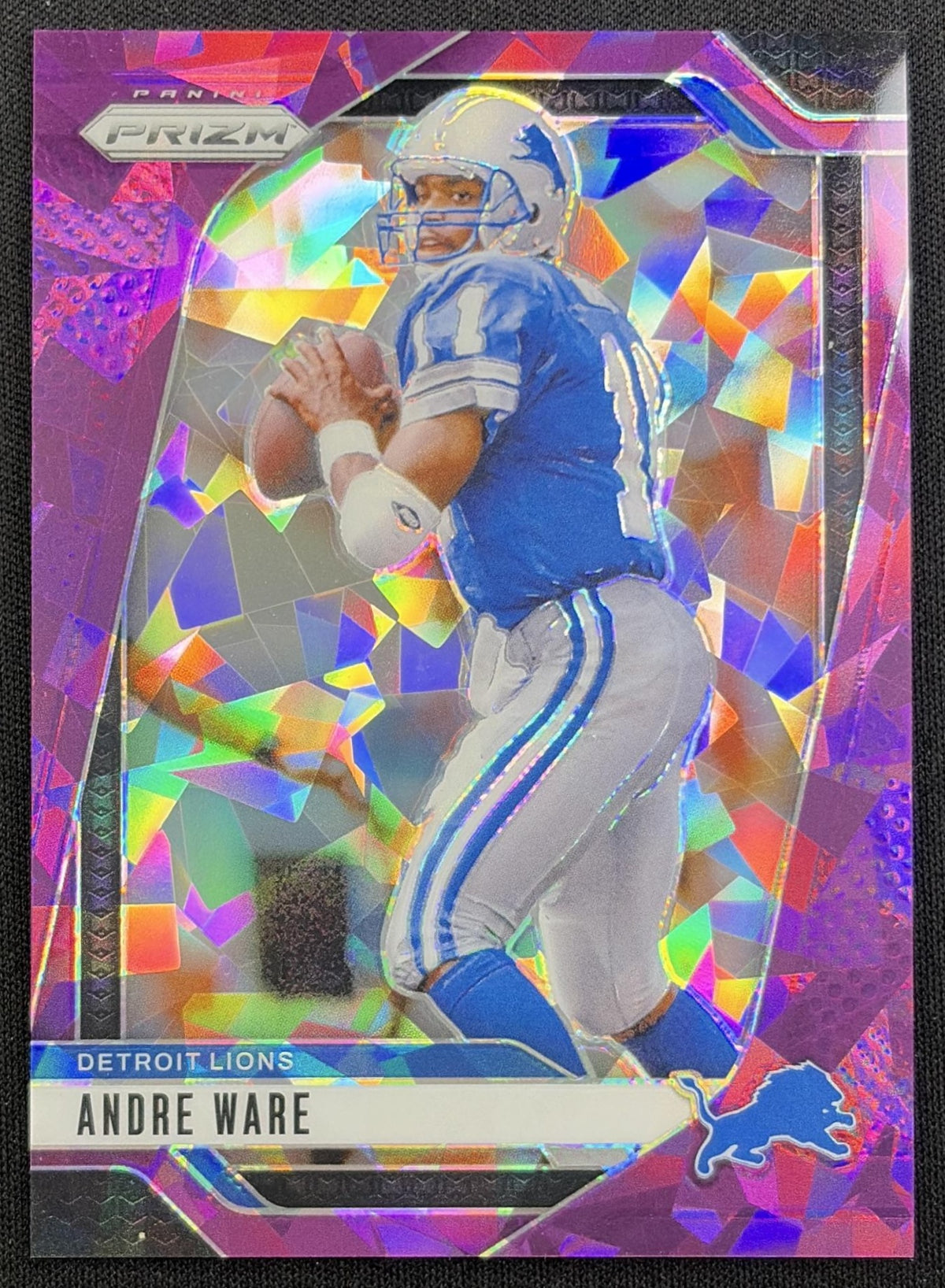Andre Ware 2024 Panini Prizm Purple Ice /225 Lions front