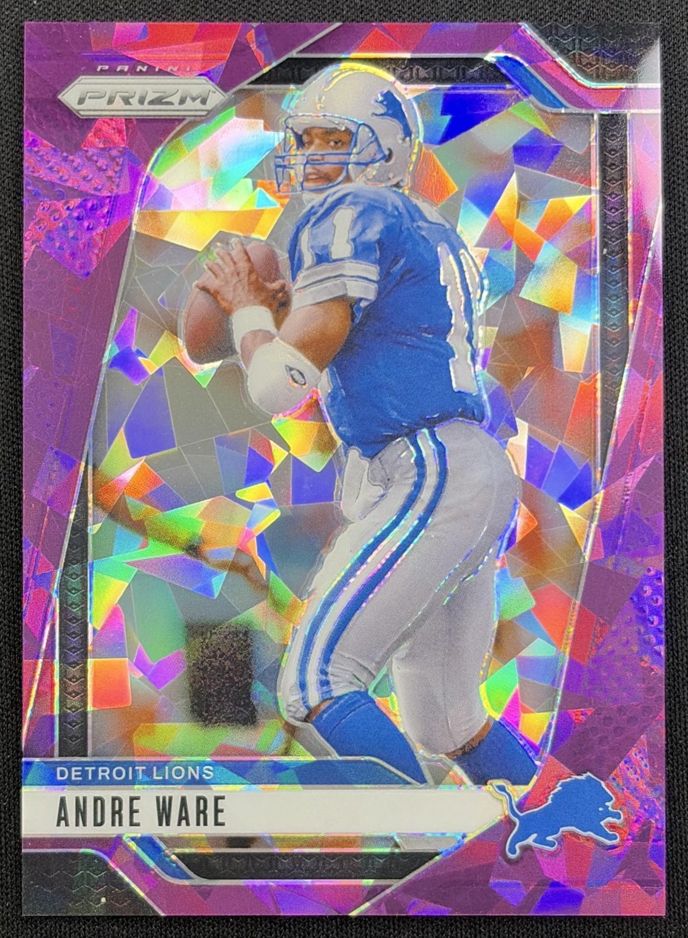 Andre Ware 2024 Panini Prizm Purple Ice /225 Lions front
