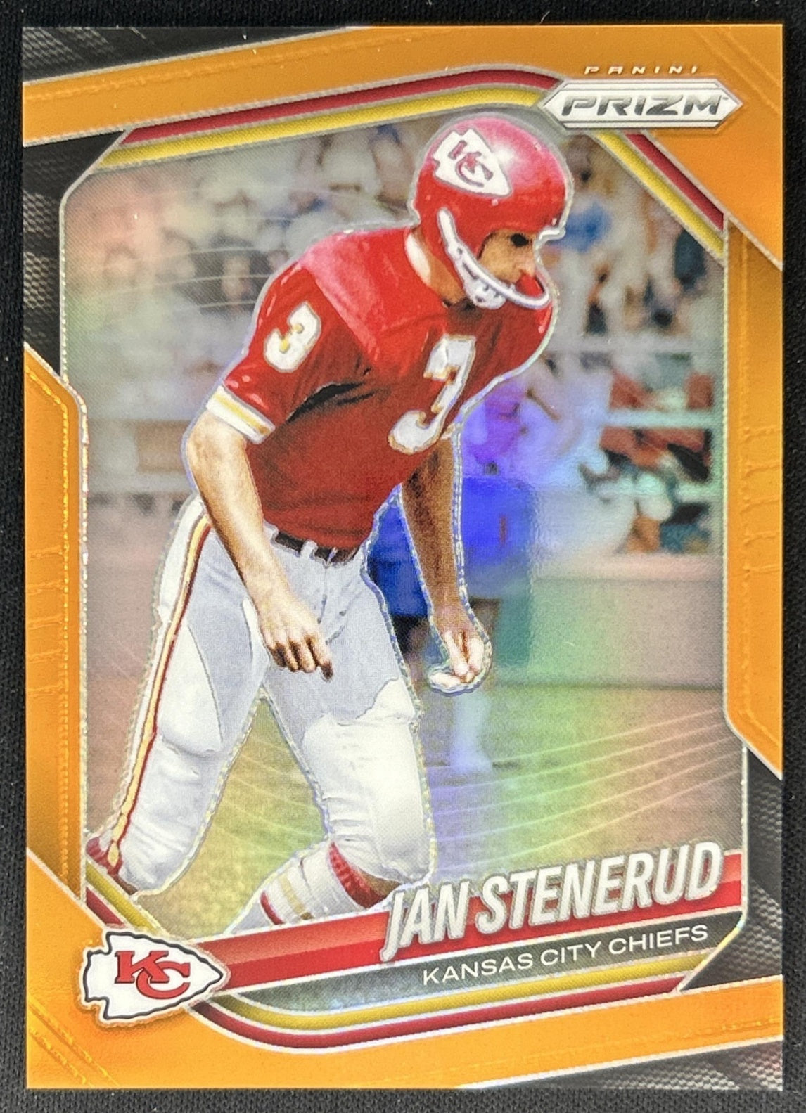Jan Stenerud 2025 Panini Prizm Orange /249 Chiefs front