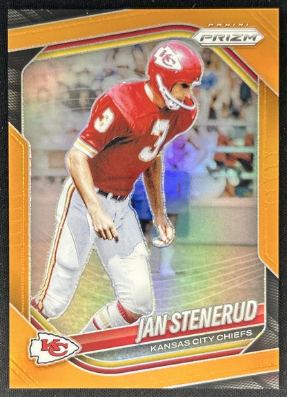 Jan Stenerud 2025 Panini Prizm Orange /249 Chiefs front