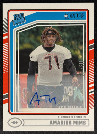 Amarius Mims 2024 Donruss Rated Rookie Auto /199 Bengals