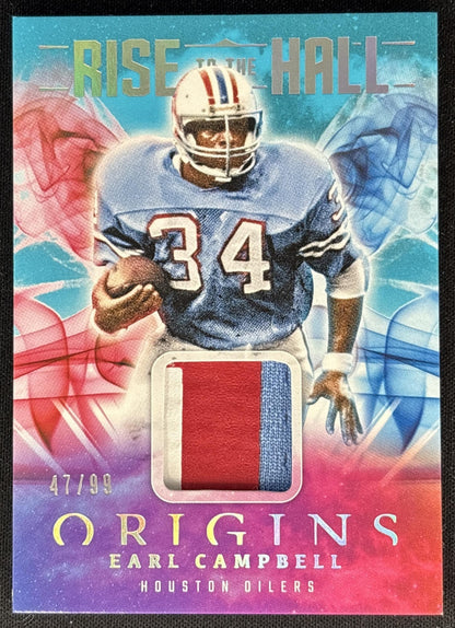 Earl Campbell 2025 Panini Origins Rise to the Hall Turquoise /99