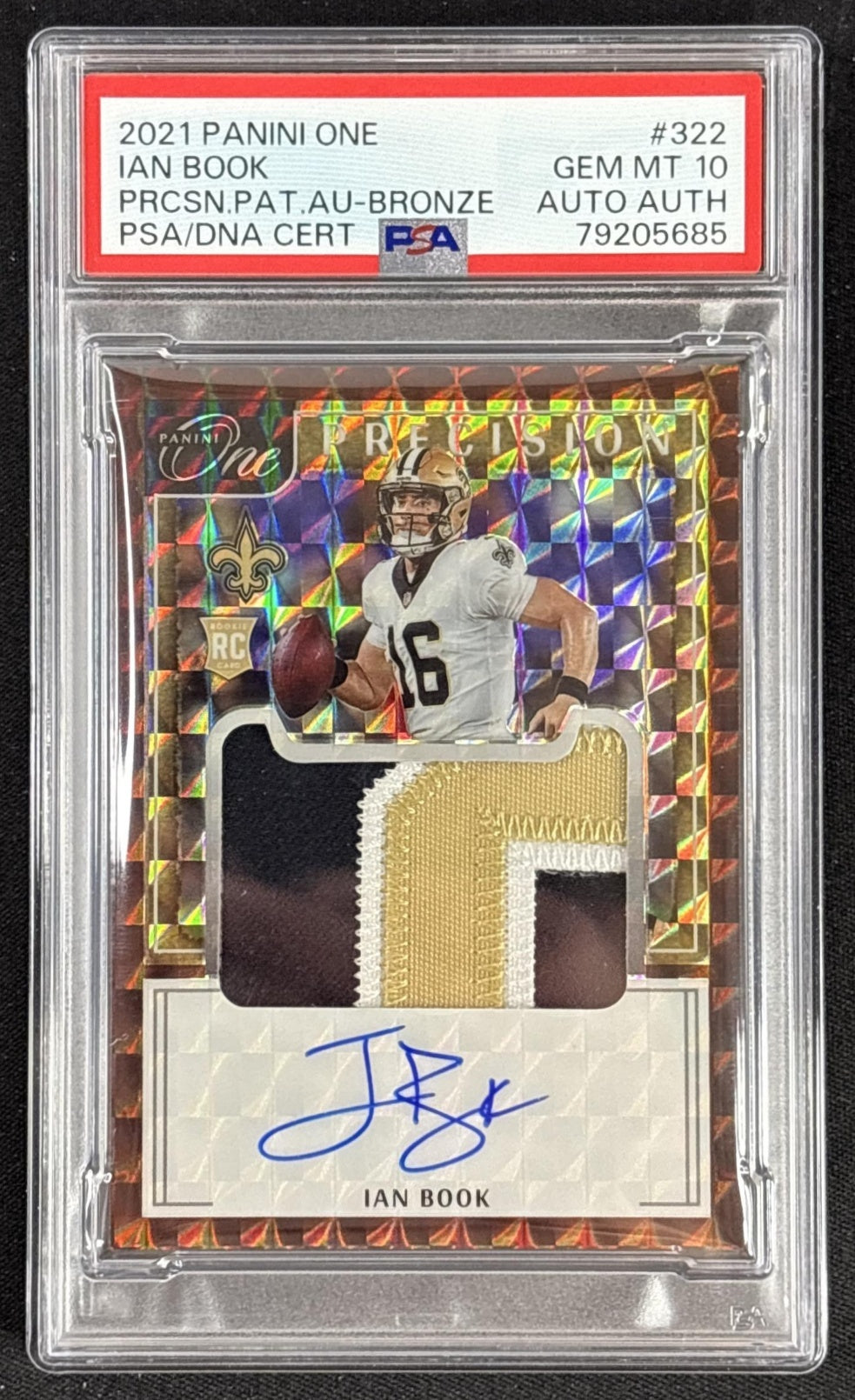 Ian Book 2021 Panini One Bronze Precision Patch Auto /49 PSA 10 Saints Default Title Sports Trading Cards