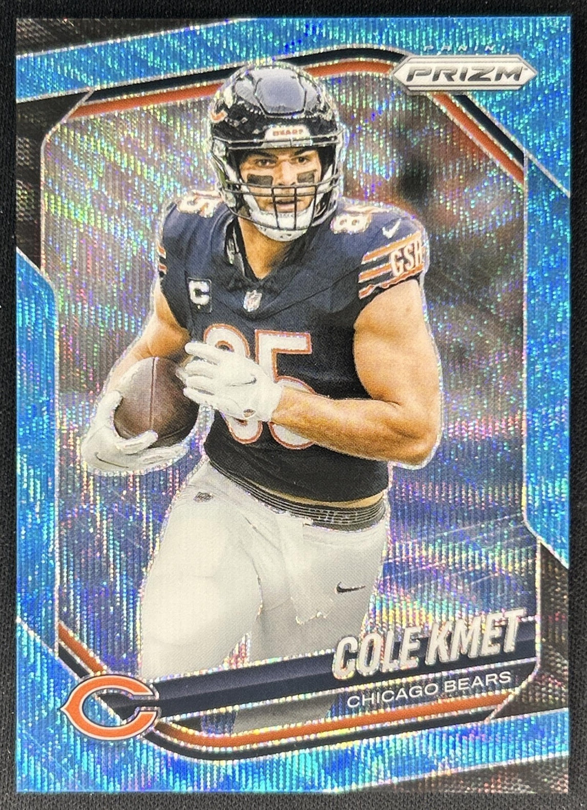 Cole Kmet 2025 Panini Prizm Blue Wave /230 Bears Front