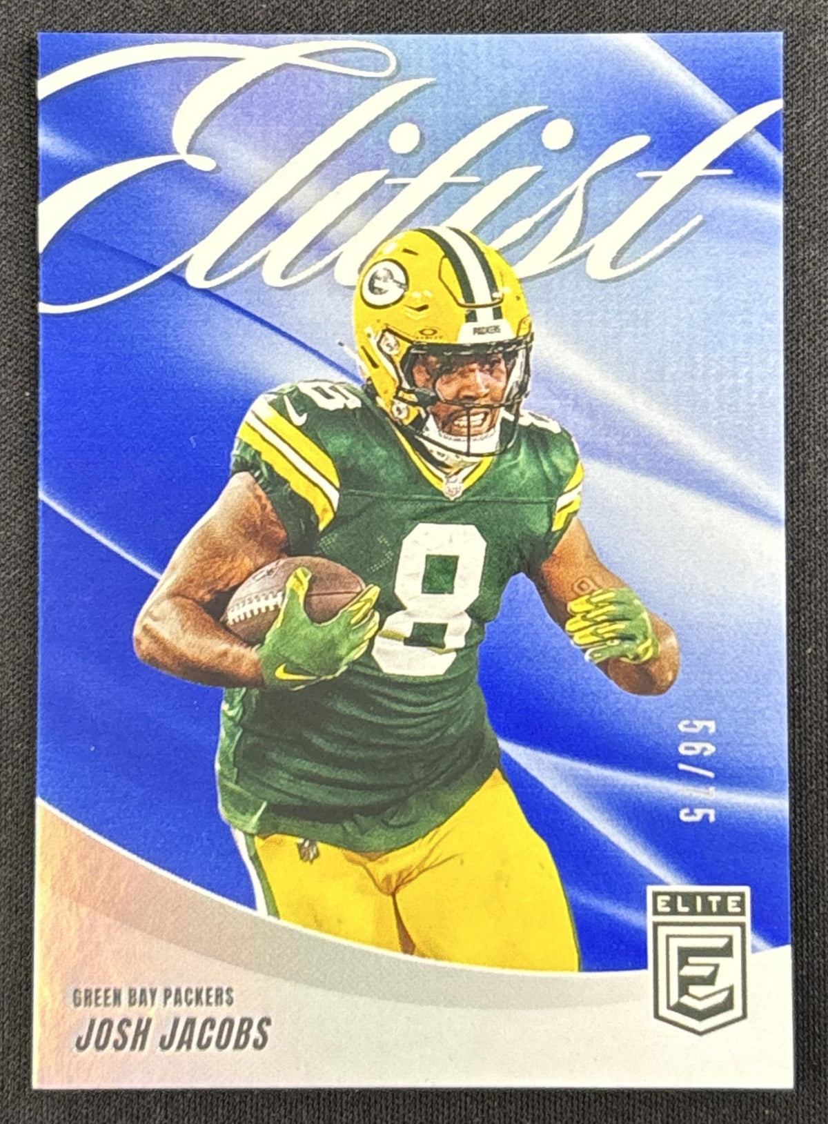 Josh Jacobs 2025 Panini Donruss Elite Elitist Blue /75 Packers