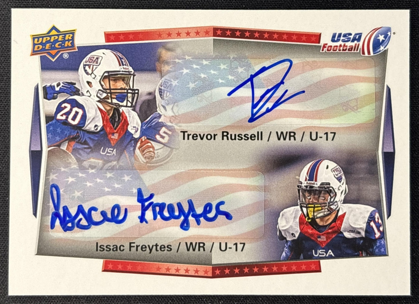 Trevor Russell Issac Freytes 2015 Upper Deck USA Football Auto front
