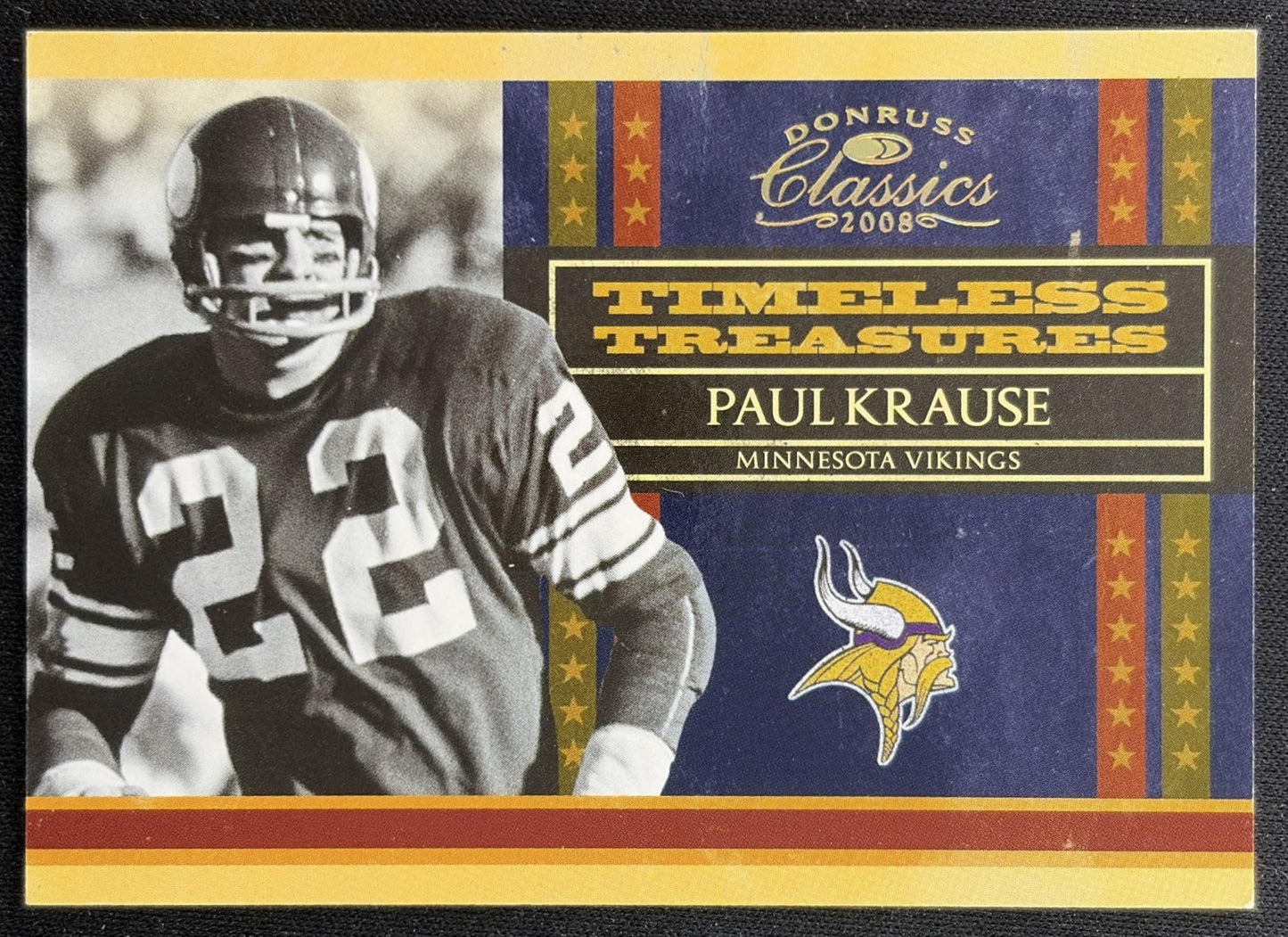 Paul Krause 2008 Donruss Classics Timeless Treasures /100 Vikings