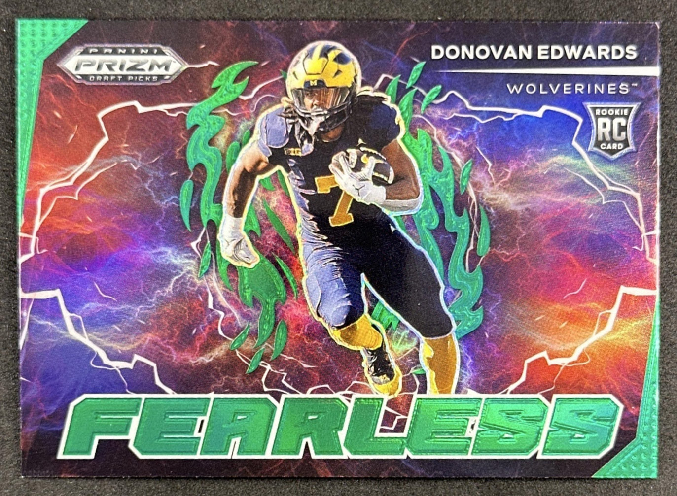 Donovan Edwards 2025 Panini Prizm Draft Picks Fearless Green Wolverines Dolphins