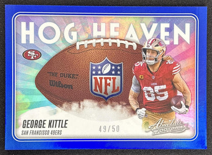 George Kittle 2025 Panini Absolute Hog Heaven Spectrum Blue /50 49ers Sports Trading Card