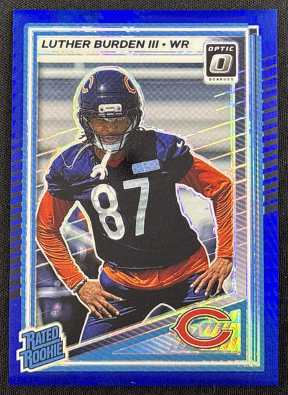 Luther Burden III 2025 Panini Donruss Optic Rated Rookie Blue Hyper Prizm Bears