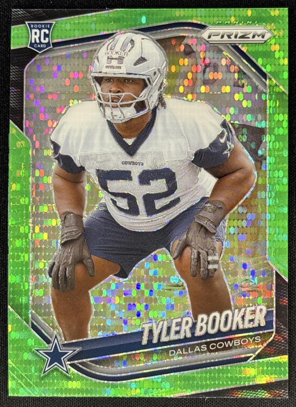 Tyler Booker 2025 Panini Prizm Neon Green Pulsar Cowboys