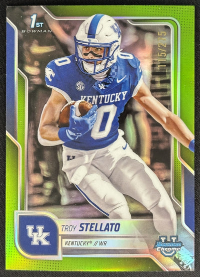 Troy Stellato 2025 Bowman Chrome University Prospects Lime Green Refractor /275 Wildcats Default Title Sports Trading Cards