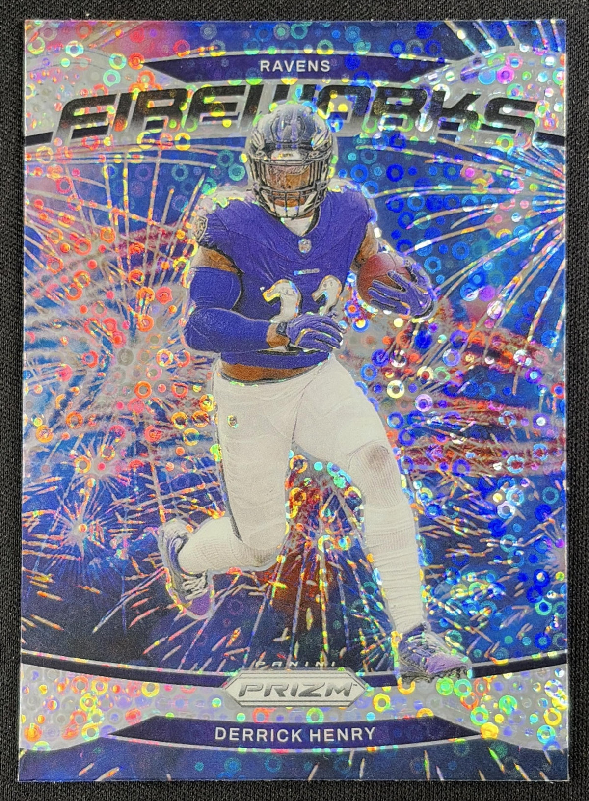 Derrick Henry 2024 Panini Prizm Fireworks No Huddle Ravens