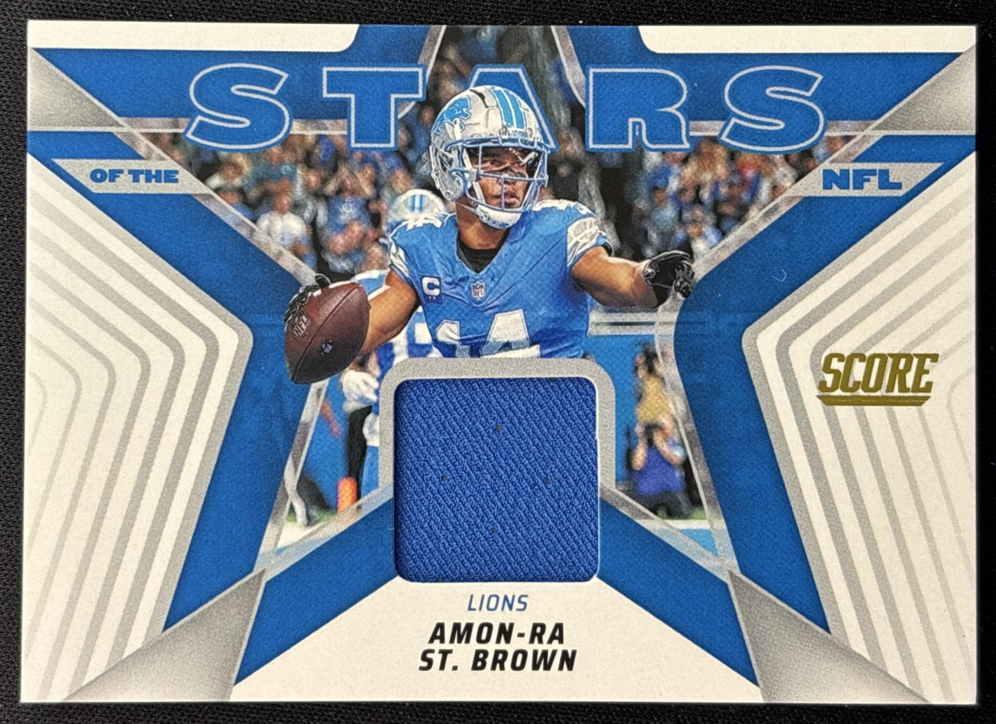 Amon-Ra St. Brown 2025 Panini Score Stars of the NFL Jersey Lions front