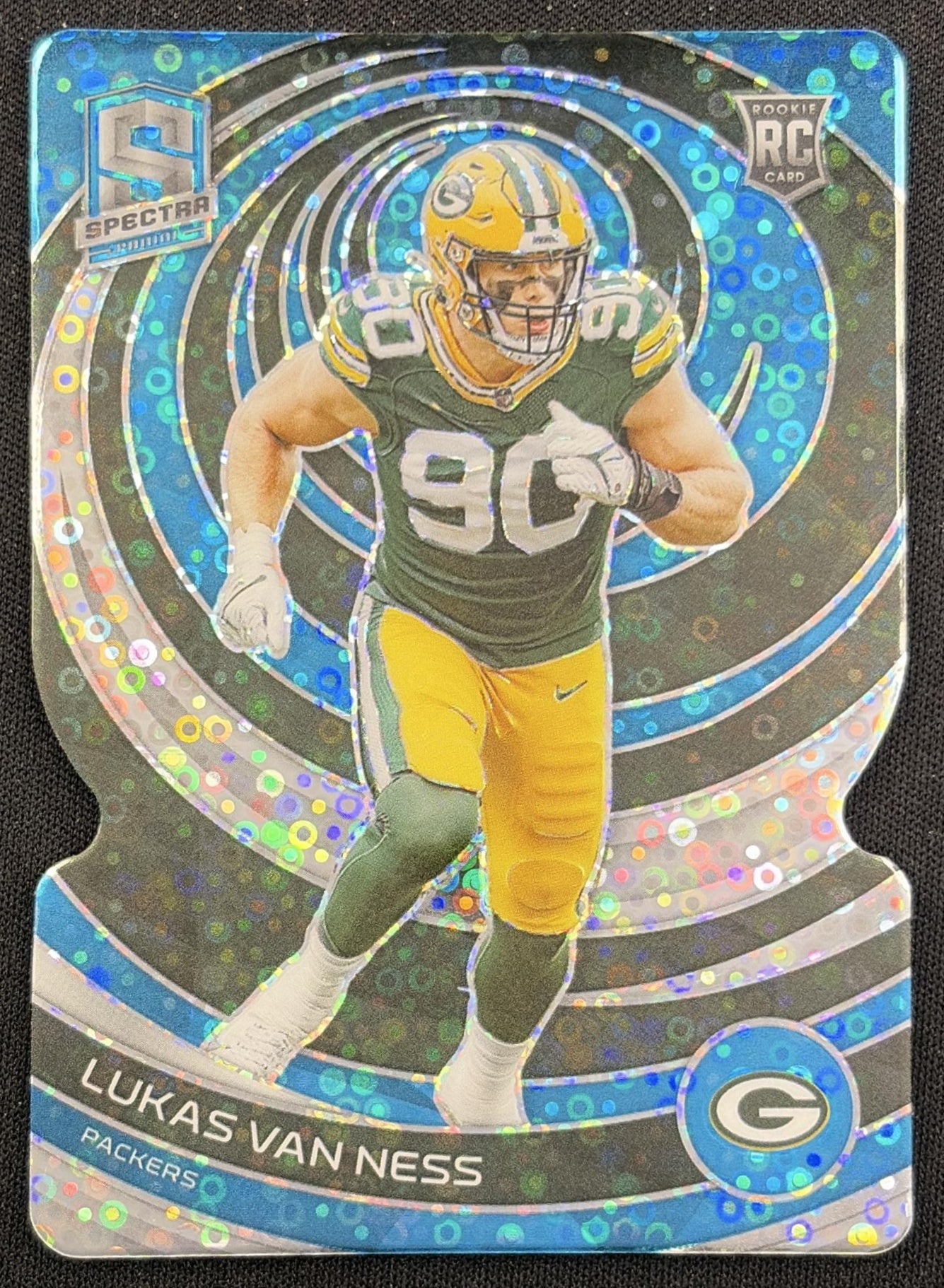 Lukas Van Ness 2023 Panini Spectra Neon Blue Die Cut /50 Packers Green Bay Packers