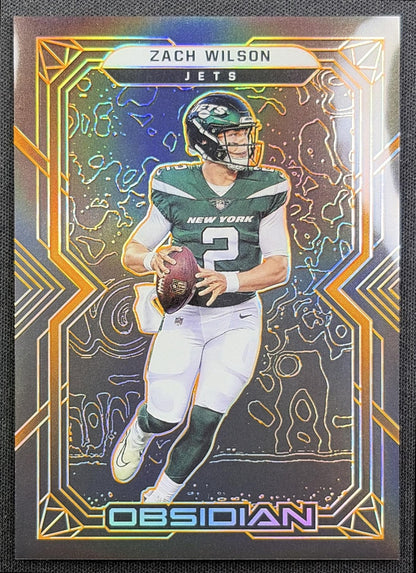 Zach Wilson 2022 Panini Obsidian Electric Etch Orange /75 Jets front