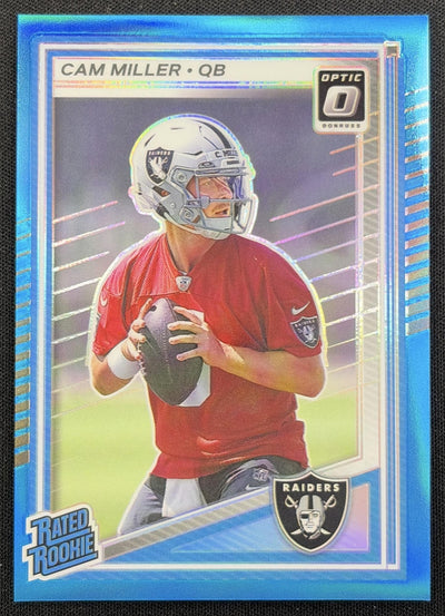 Cam Miller 2025 Panini Donruss Optic Rated Rookie Aqua Prizm /349 Raiders Sports Trading Card