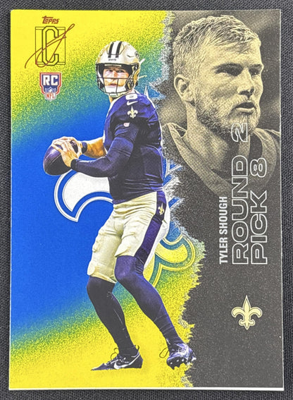 Tyler Shough 2025 Topps Signature Class Rookie Blue & Yellow Foil Saints