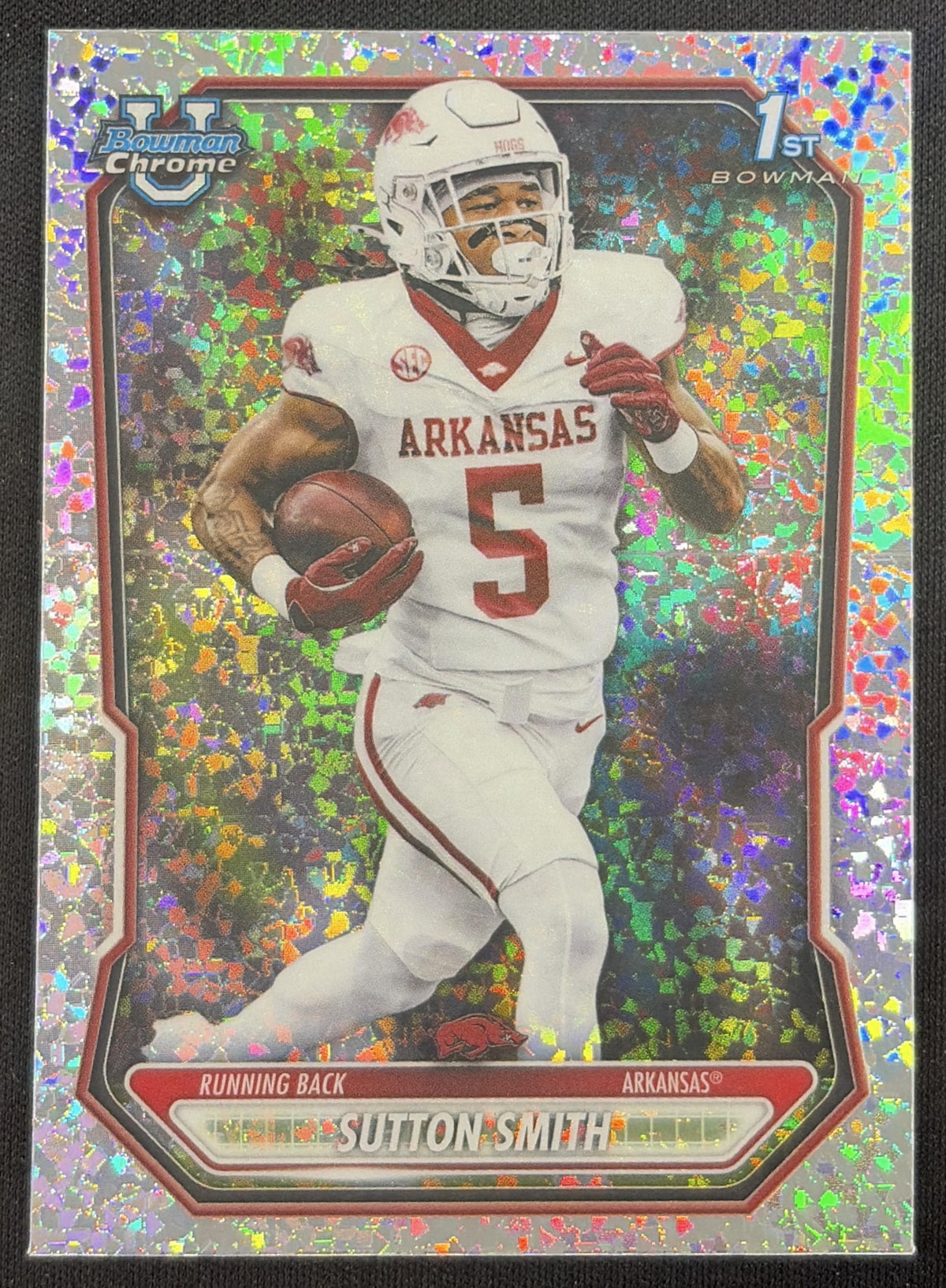 Sutton Smith 2026 Bowman Chrome Prospects Speckle Refractor Razorbacks