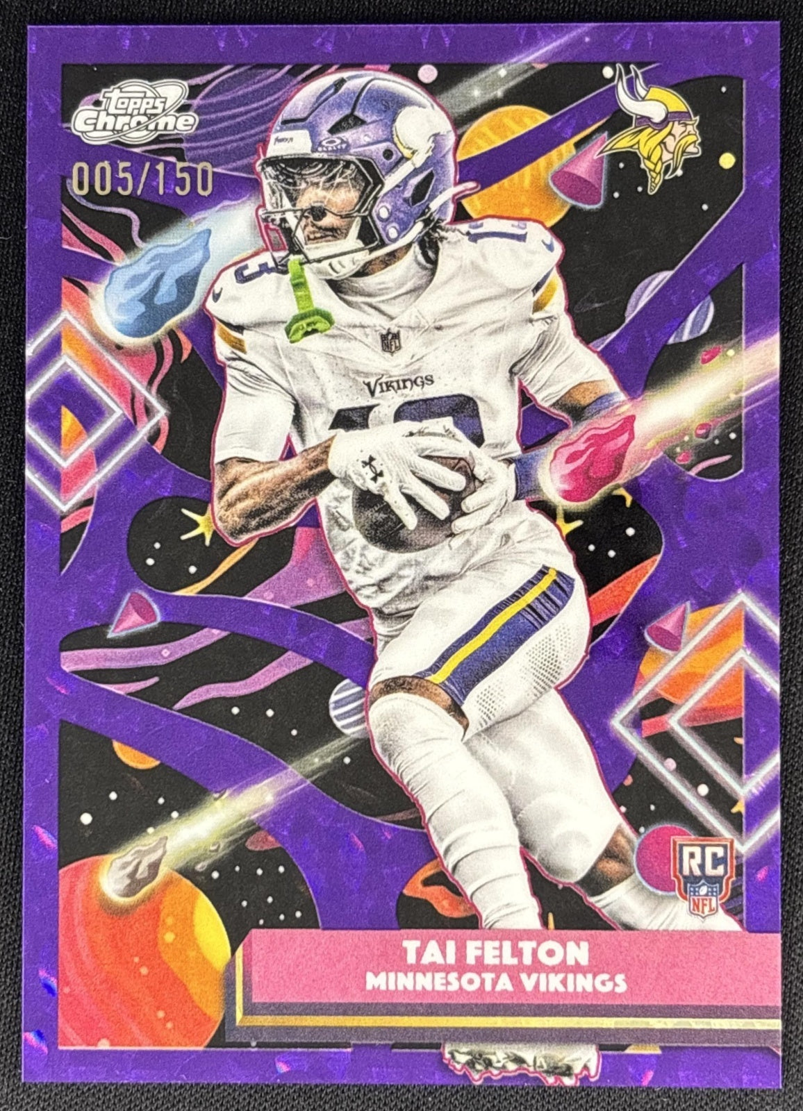 Tai Felton 2025 Topps Cosmic Chrome Purple Nebula Refractor /150 Vikings Sports Trading Cards