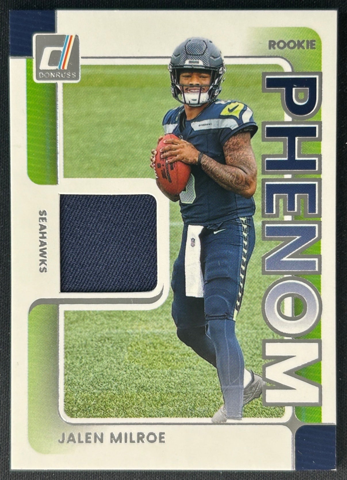 Jalen Milroe 2025 Donruss Rookie Phenom Jerseys Seahawks Sports Trading Card