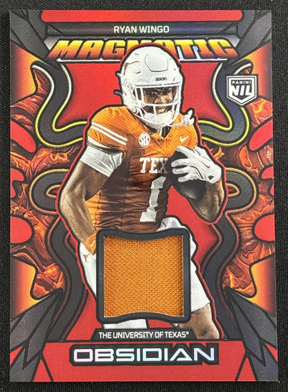 Ryan Wingo 2026 Panini Obsidian Magmatic Memorabilia Red /99 Longhorns Sports Trading Card