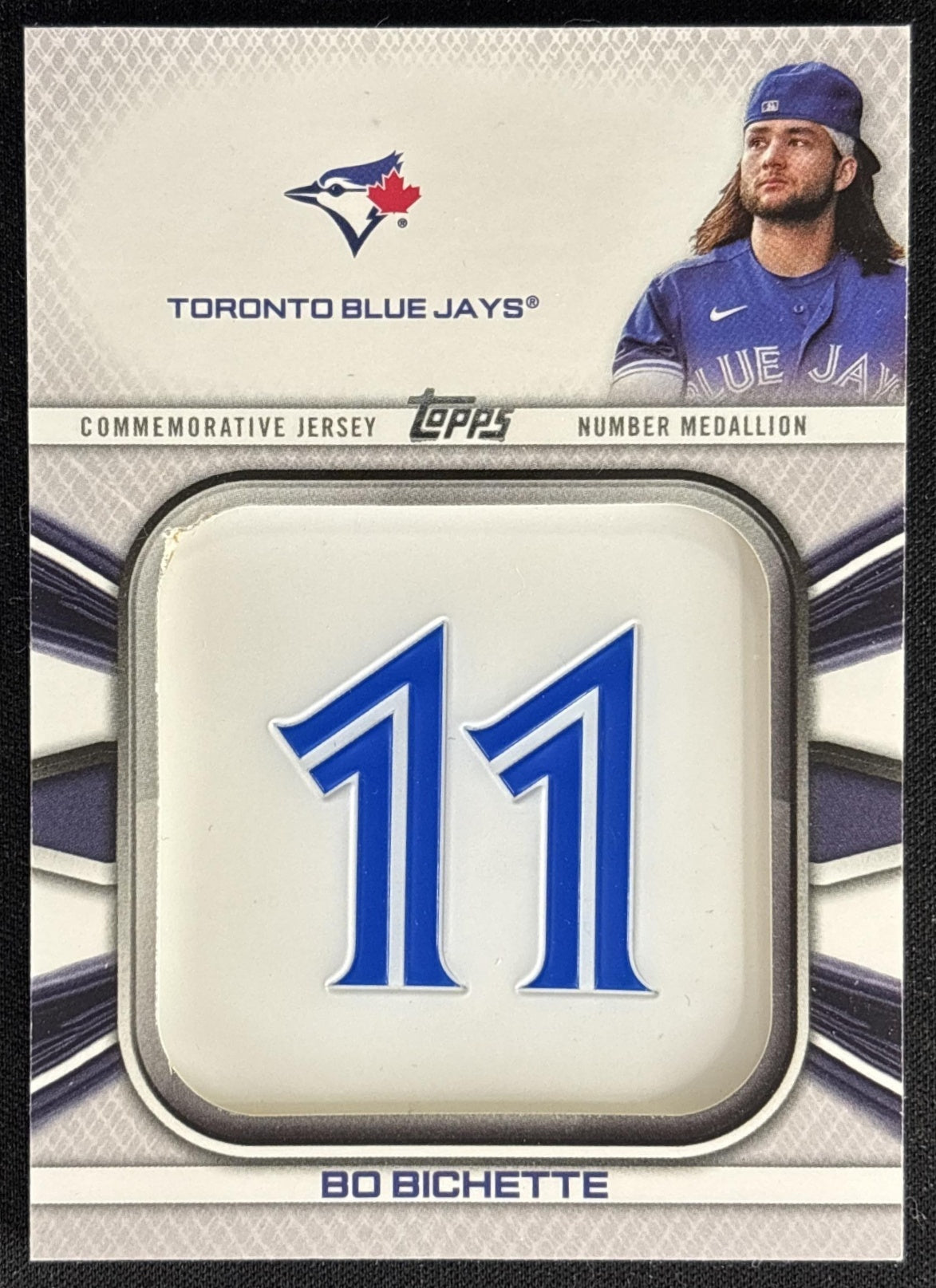 Bo Bichette 2022 Player Jersey Number Medallion Commemorative Manufactured Relics Blue Jays Sports Trading Card