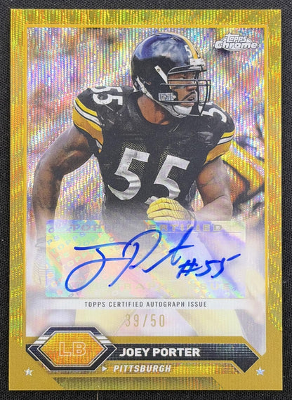 Joey Porter 2023 Topps Composite Chrome Auto Gold Wave Refractor /50 Steelers Pittsburgh Steelers
