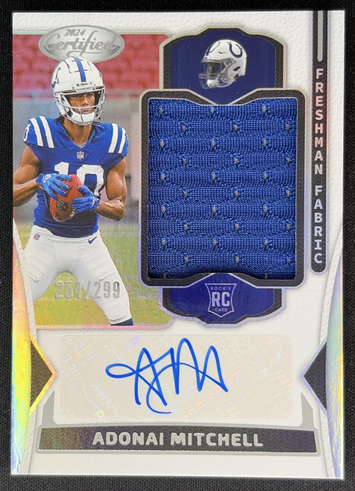 Adonai Mitchell 2024 Certified Freshman Fabric Mirror Signatures /299 Colts front