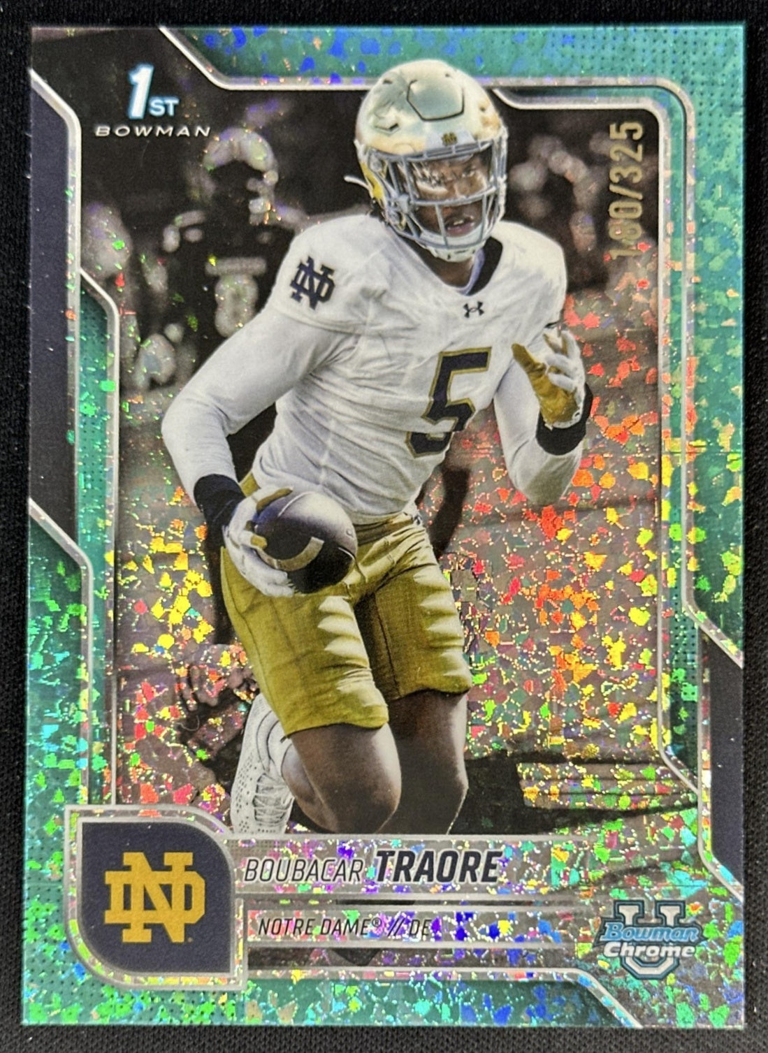 Boubacar Traore 2025 Chrome University Prospects Aqua Mini-Diamond Refractor /325 Fighting Irish