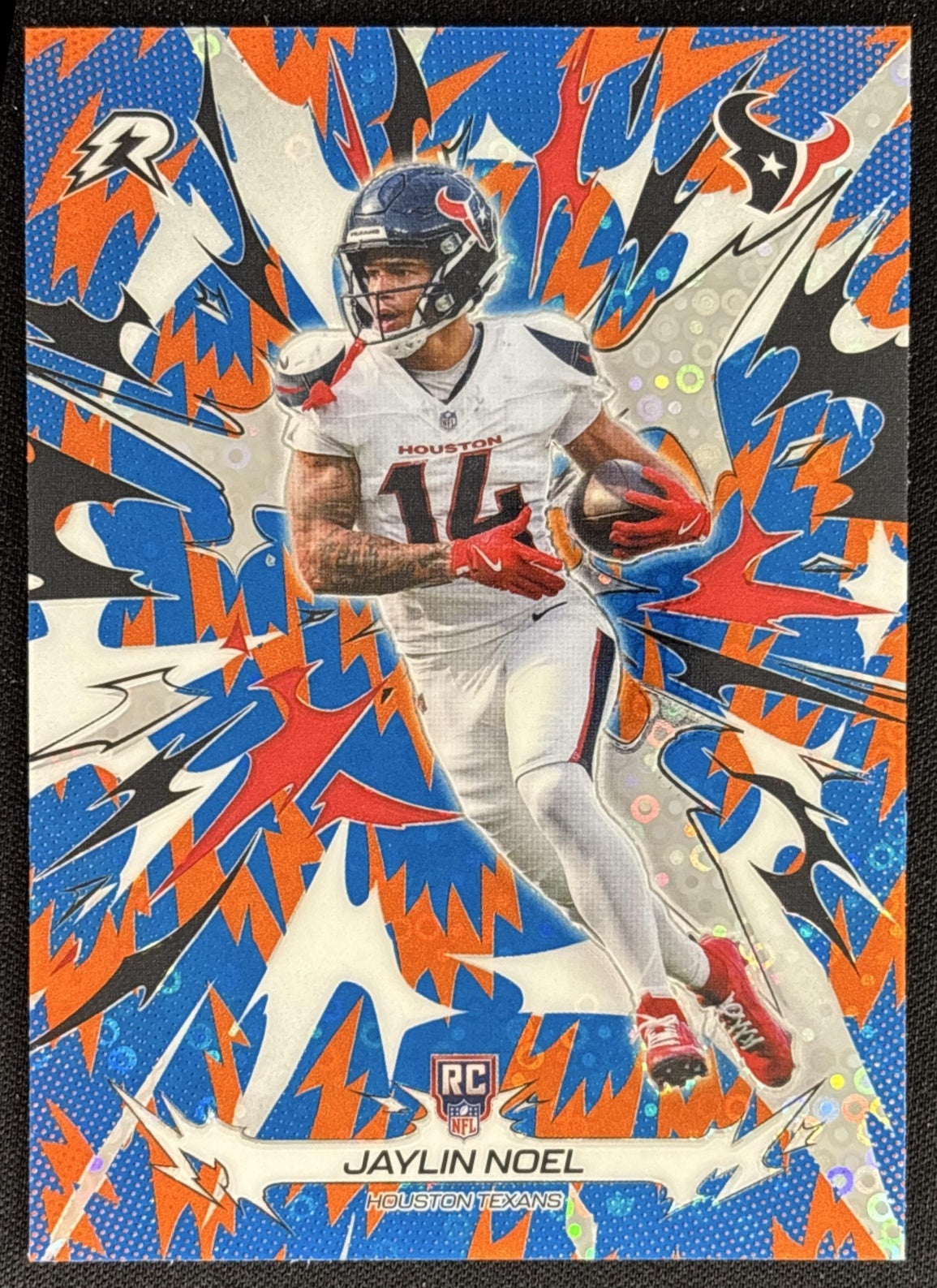 Jaylin Noel 2025 Topps Resurgence Blue and Orange Spark Refractor Texans