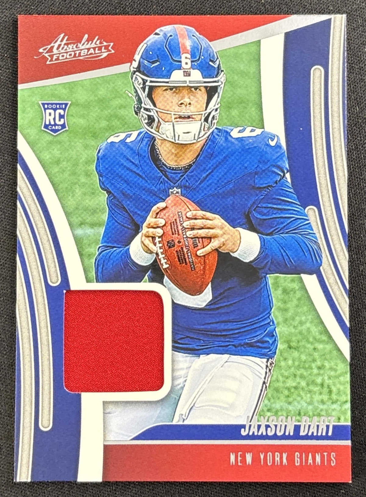 Jaxson Dart 2025 Panini Absolute Rookie Materials Giants 2 Sports Trading Card