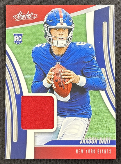 Jaxson Dart 2025 Panini Absolute Rookie Materials Giants 2 Sports Trading Card