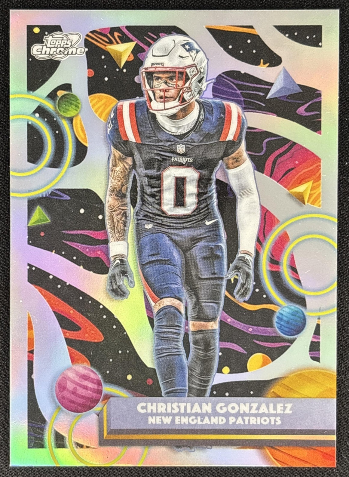 Christian Gonzalez 2025 Topps Cosmic Chrome Refractor Patriots
