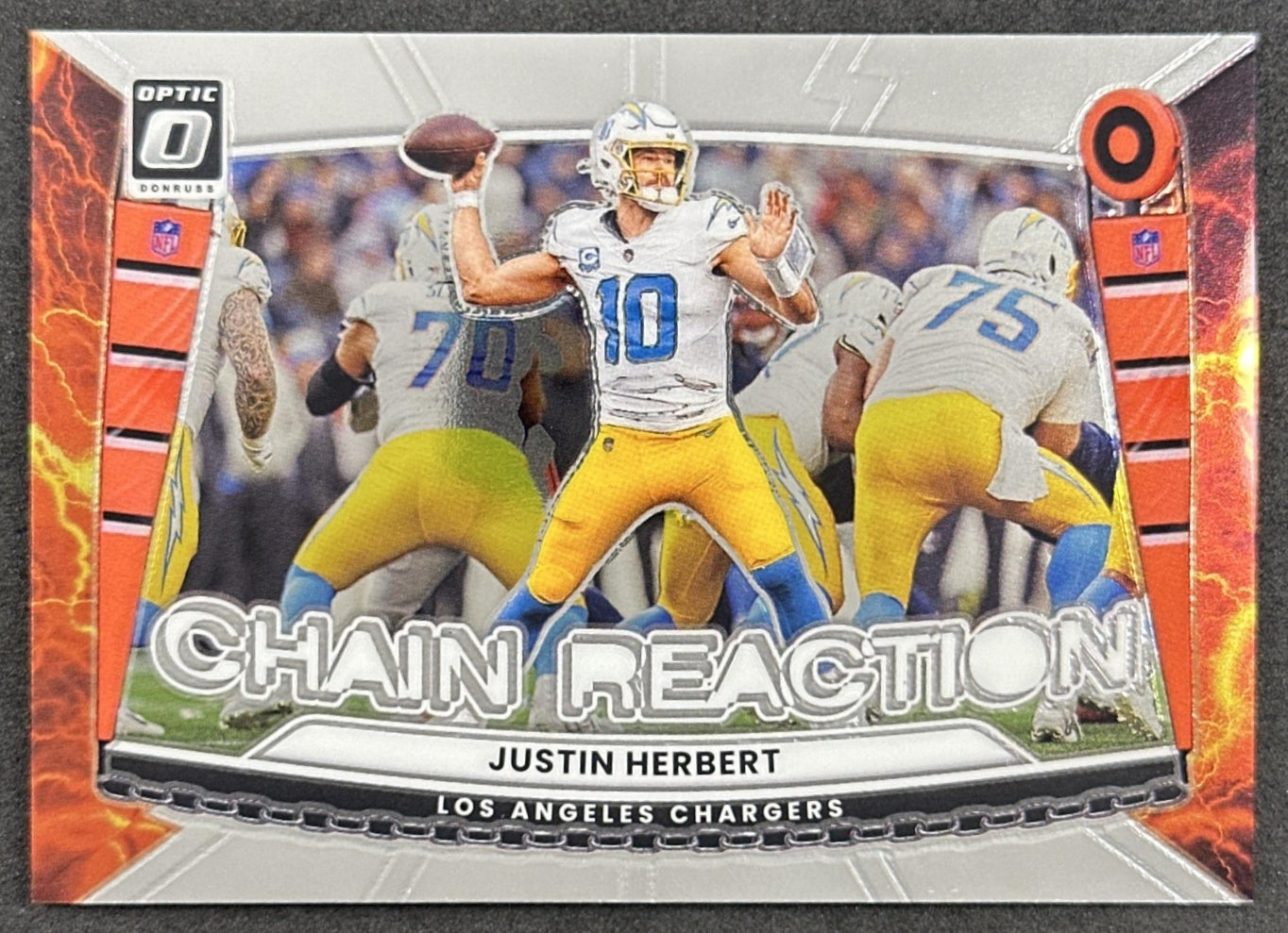 Justin Herbert 2025 Panini Donruss Optic Chain Reaction Chargers
