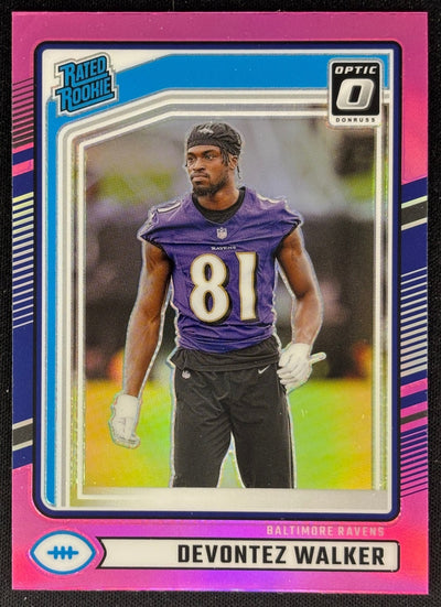 Devontez Walker 2024 Panini Donruss Optic Rated Rookie Preview Pink Ravens Sports Trading Cards