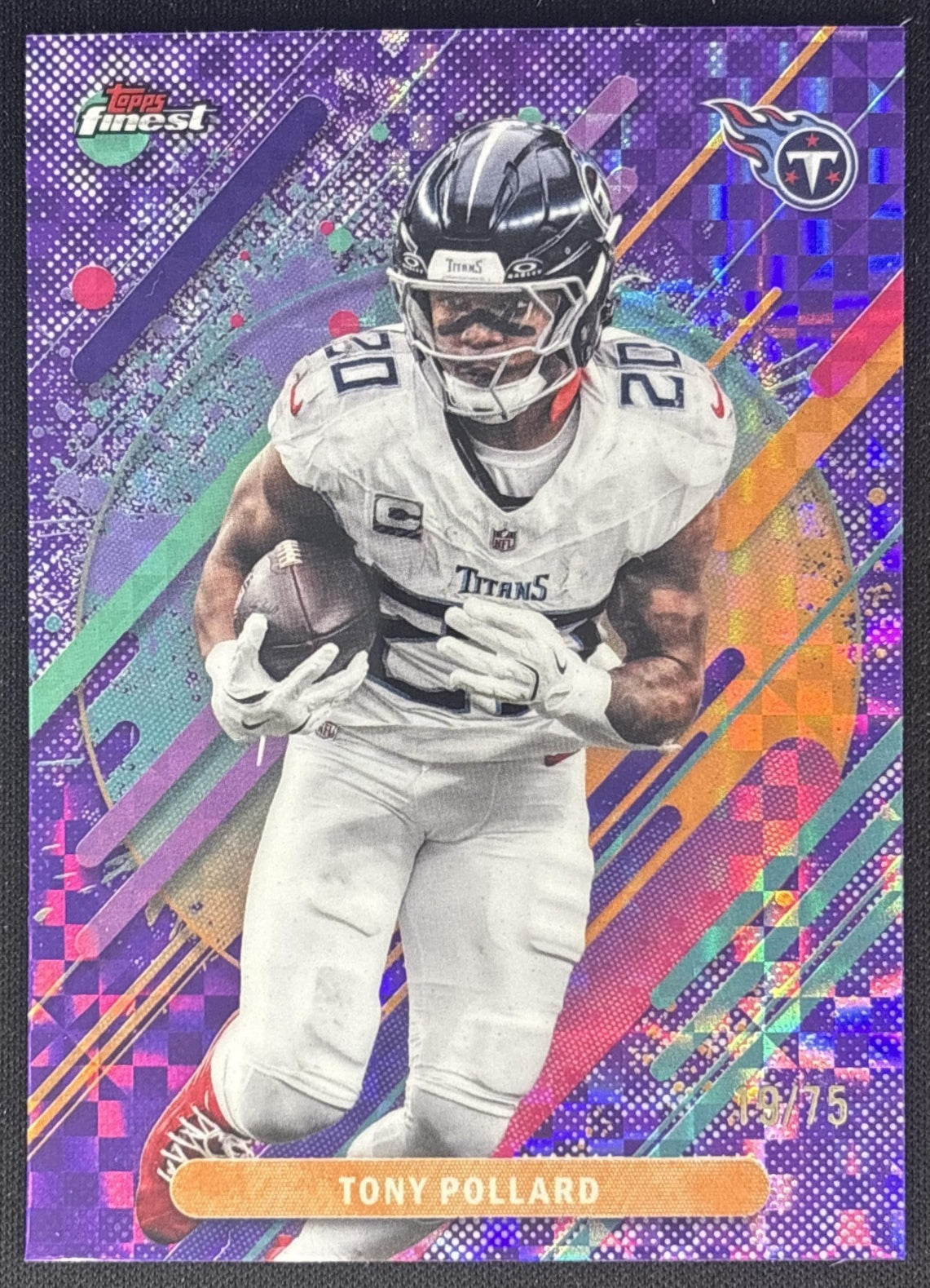 Tony Pollard 2025 Topps Finest Rare Purple X-Fractor /75 Titans front