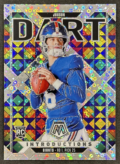 Jaxson Dart 2025 Panini Mosaic Introductions No Huddle Silver Prizm Giants Sports Trading Cards