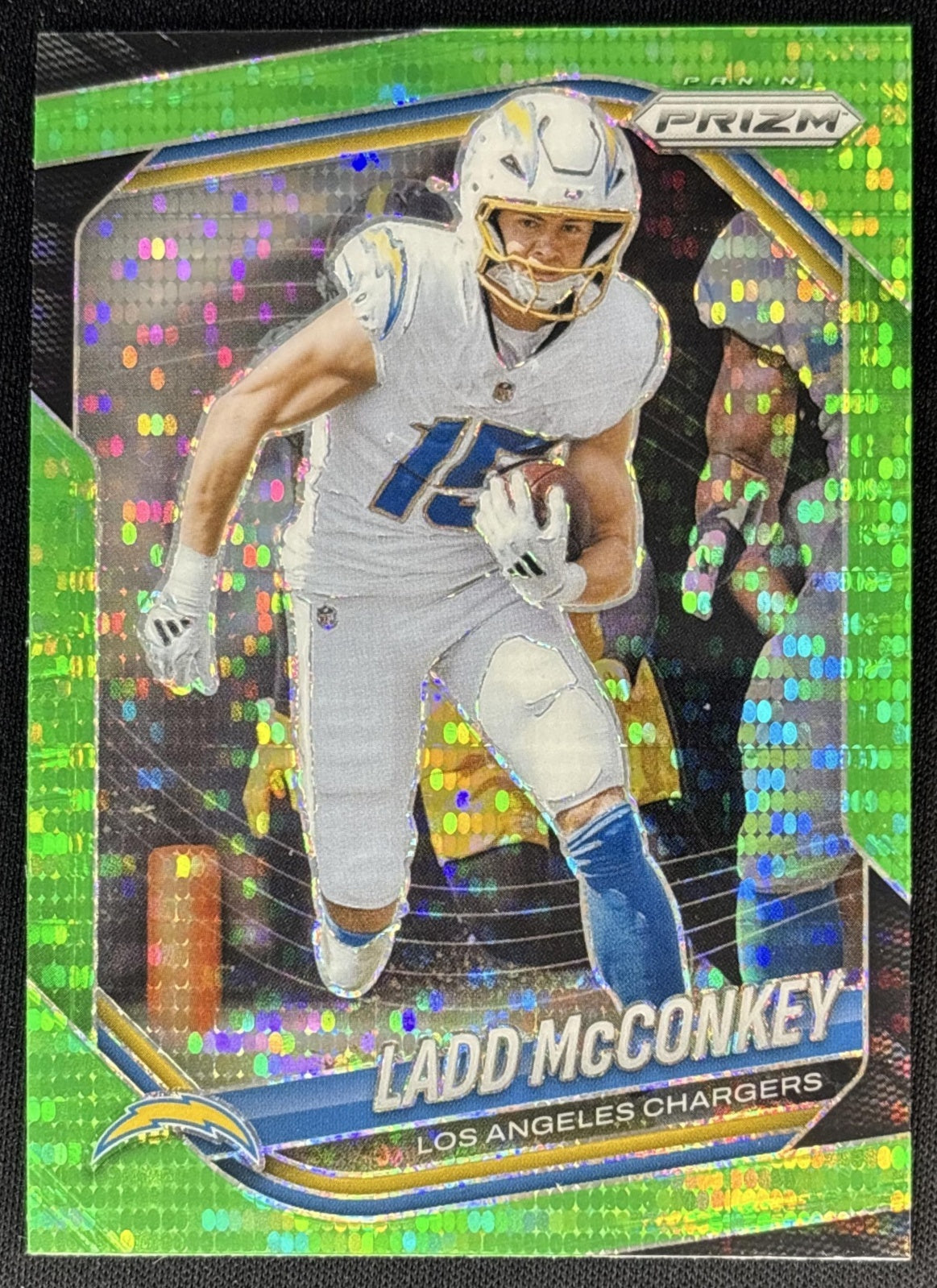 Ladd McConkey 2025 Panini Prizm Neon Green Pulsar Chargers