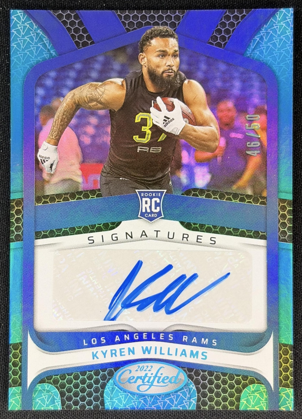 Kyren Williams 2022 Panini Certified Rookie Signatures Mirror Teal /50 Rams Sports Trading Cards