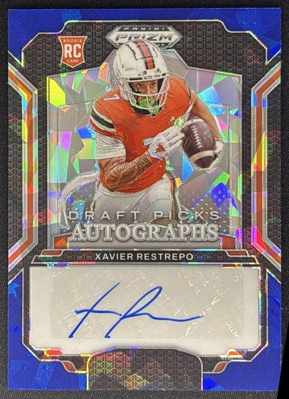 Xavier Restrepo 2025 Panini Prizm Draft Picks Auto Blue Ice /149 Hurricanes