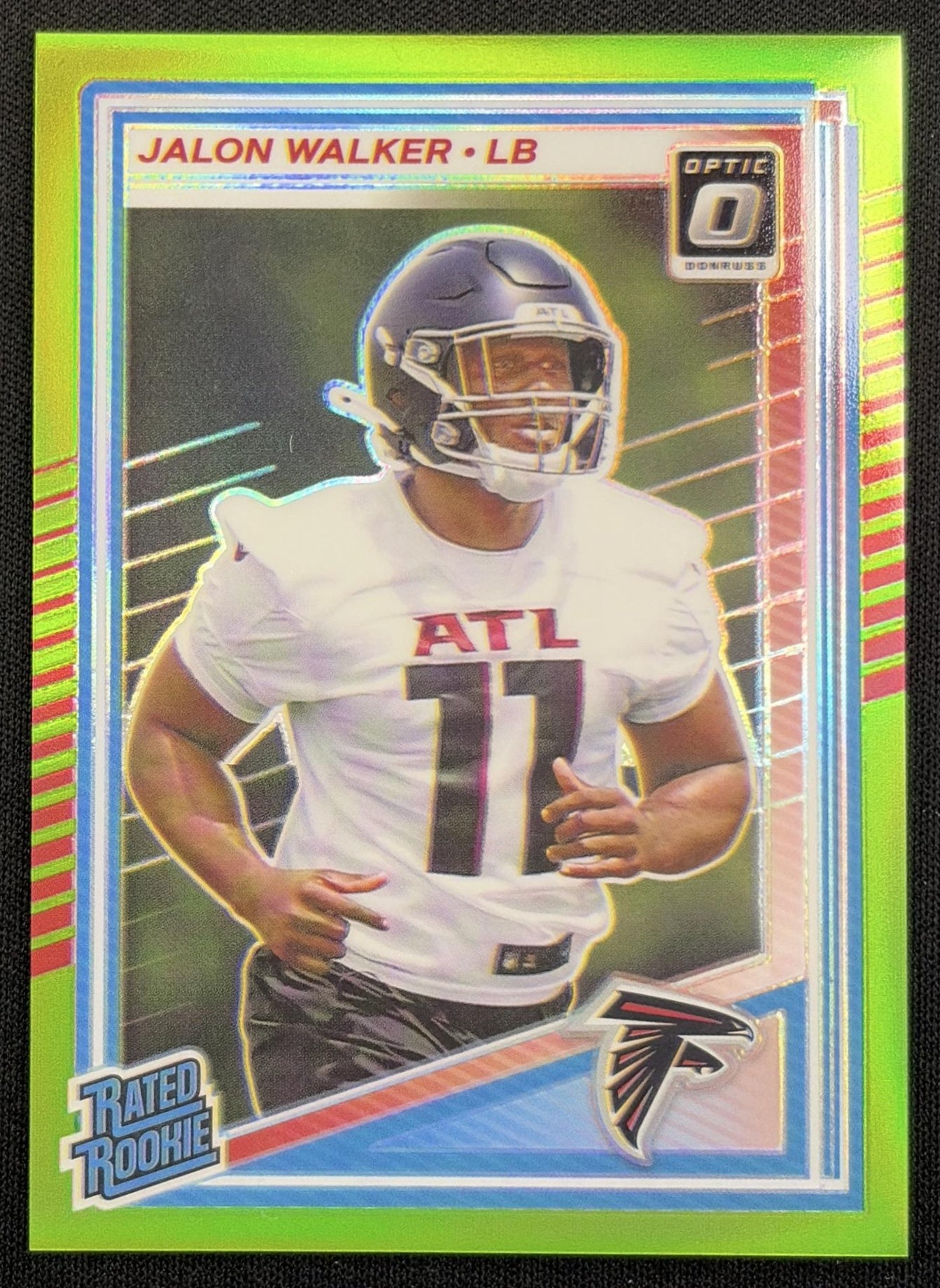 Jalon Walker 2025 Panini Donruss Optic Rated Rookie Lime Green Prizm /50 Falcons Atlanta Falcons