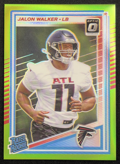 Jalon Walker 2025 Panini Donruss Optic Rated Rookie Lime Green Prizm /50 Falcons Atlanta Falcons
