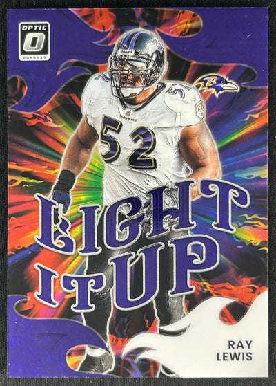 Ray Lewis 2025 Donruss Optic Light It Up Purple Stars Prizm /25 Ravens Sports Trading Cards