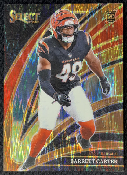 Barrett Carter 2025 Panini Select Club Level Copper Prizm Shock /899 Bengals front