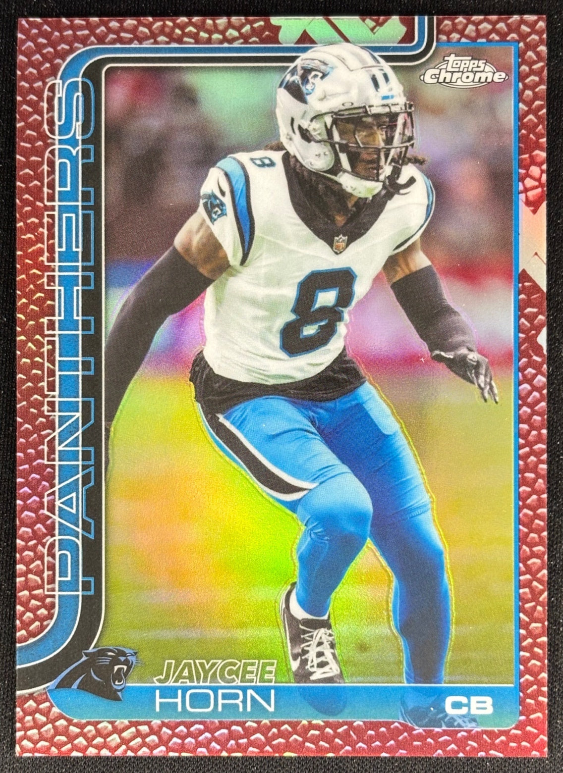 Jaycee Horn 2025 Topps Chrome Football Leather Refractor Panthers Sports Trading Cards