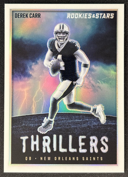 Derek Carr 2023 Rookies & Stars Thrillers White /149 Saints - Front | Wayne Collection